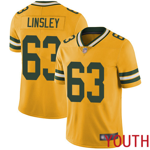 Green Bay Packers Limited Gold Youth 63 Linsley Corey Jersey Nike NFL Rush Vapor Untouchable